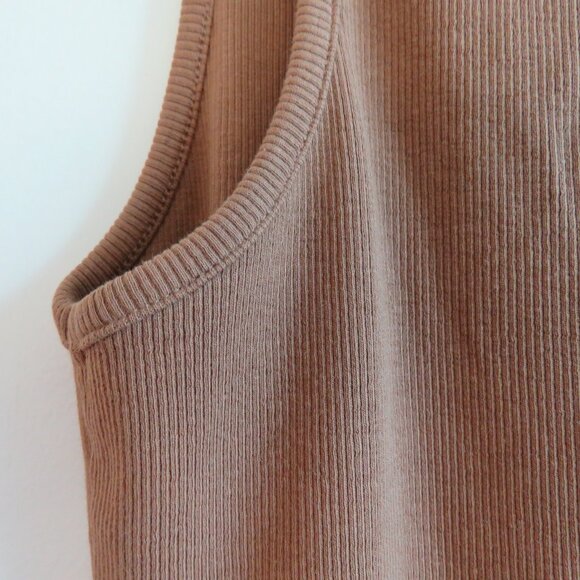 ZARA Ribbed Turtleneck Sleeveless Bodycon Midi Dress in Camel Tan Minimalist M - Picture 12 of 14